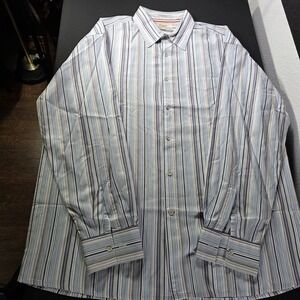 Faconnable Jeans Shirt Mens XL Blue Striped Long Sleeve Button Up *read